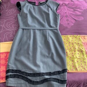 Elegant Gray Dress with Black Accents